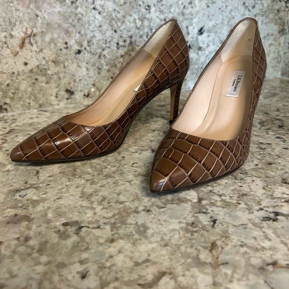 LK Bennett Floret Crocodile Print Heels